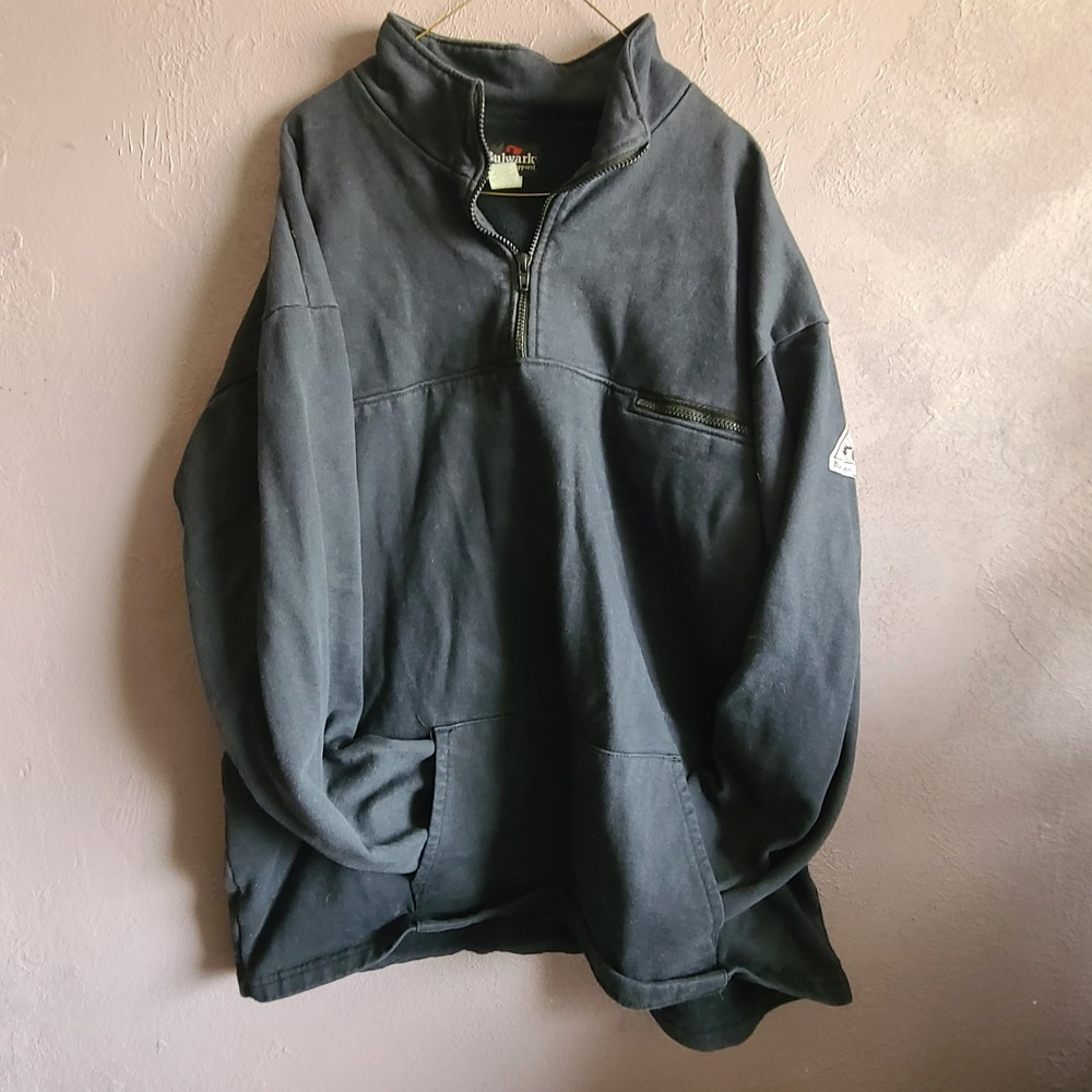 Bulwark FR Sweatshirt Mens XL Navy Blue Good 1/4‎ Zip Flame Resistant SEZ6NV